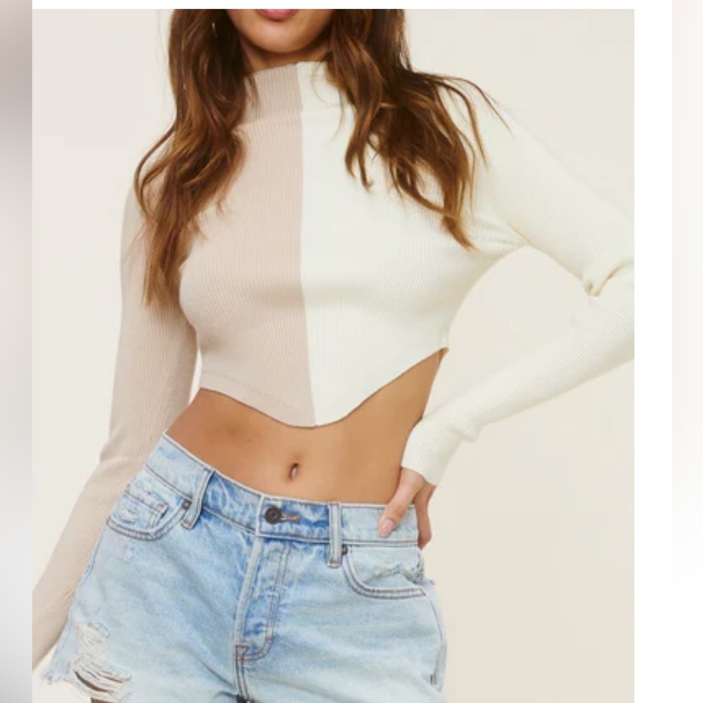 Two-Tone Ribbed Sweater